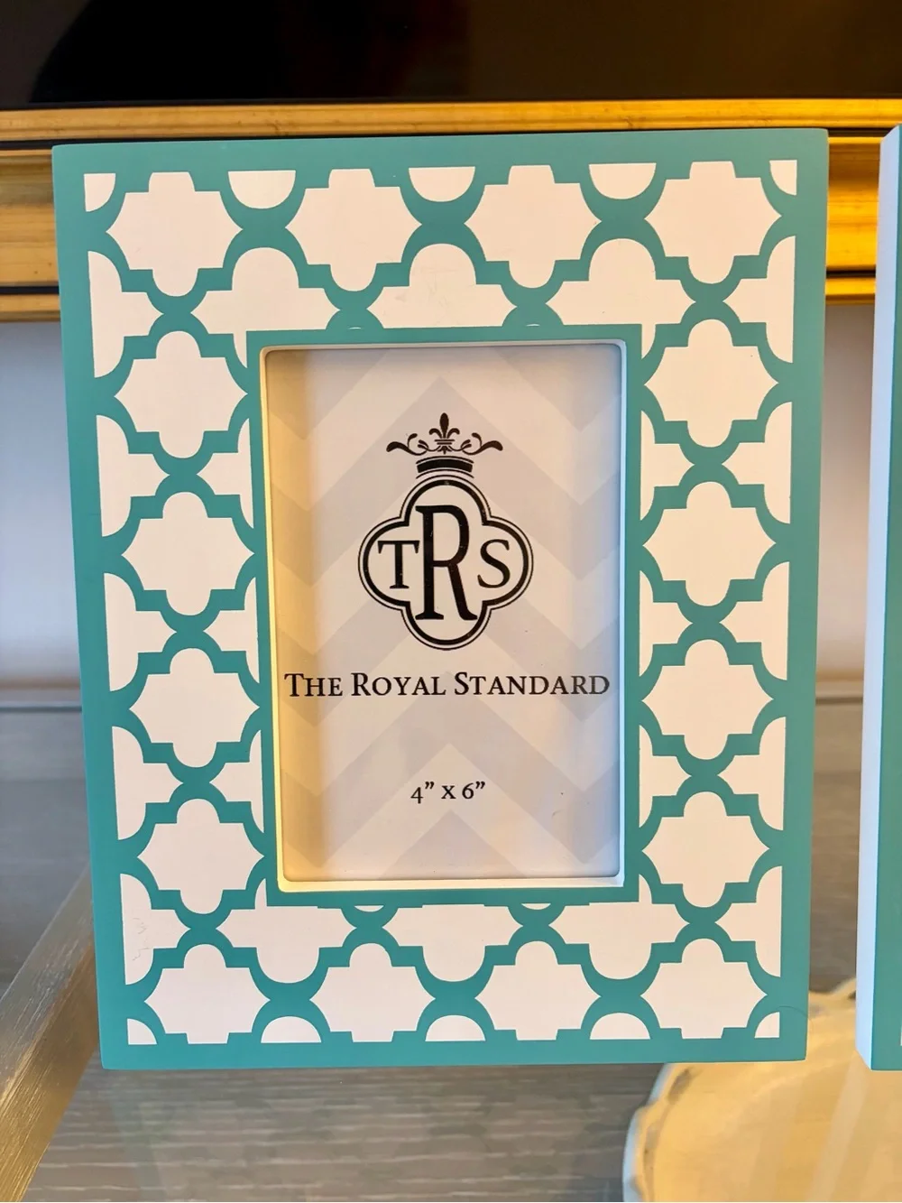 The Royal Standard Turquoise & White Geometric 2 4x6 Picture Frames Set